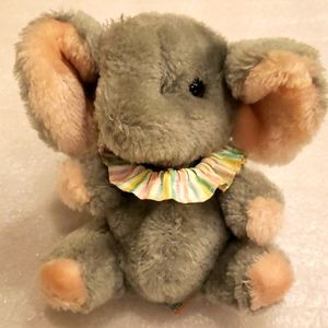 Vintage 1983 R. Dakin brand. Plush elephant. Stuffing is ground nutshells